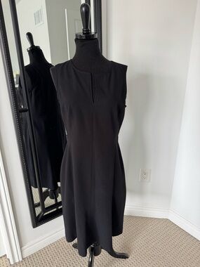 Femme De Carrière Sleek Black Midi Dress — Sleeveless A-Line 38 or 8